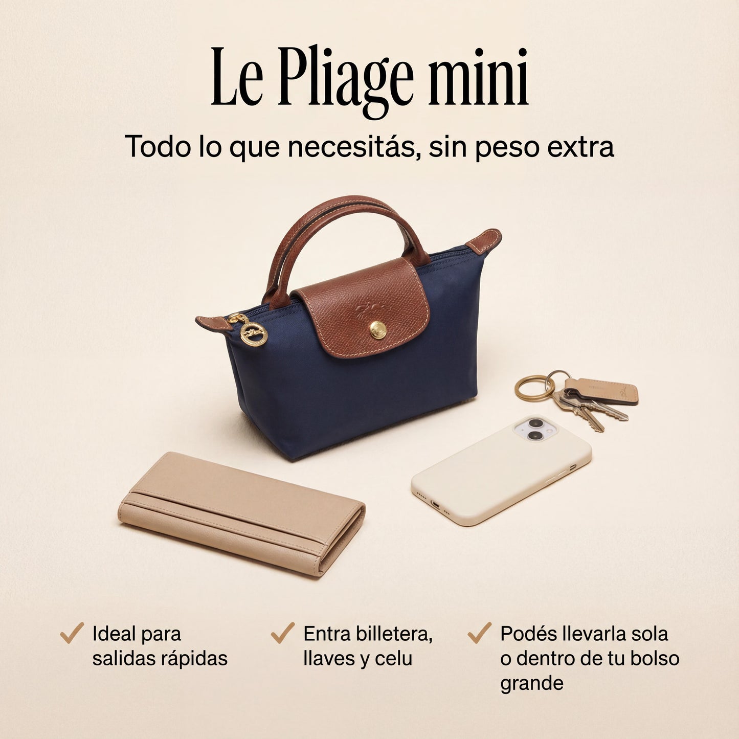 Bolso Longchamp Le Pliage - Hombro, Mano, Mini